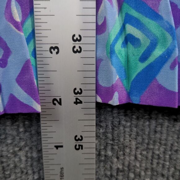 I.B Diffusion Women's A-Line Midi Skirt 14 Blue Purple Pleated Pull On Polyester - Picture 11 of 11